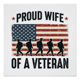Proud Wife of a Veteran Patriotic Shirt Design (2) Poster
