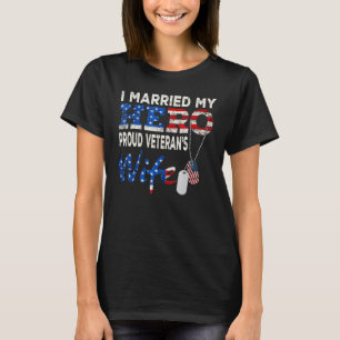 Proud Wife Of Veteran Happy 4th Of July Pride Amer T-Shirt