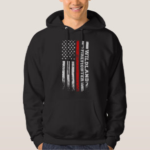 Proud Wildland Firefighter Us Flag Wildland Firema Hoodie