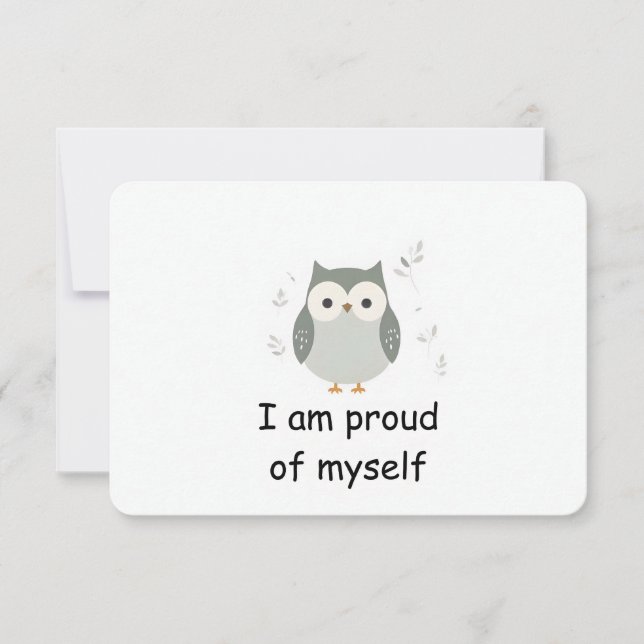 Proud Wise Owl Woodland Animal Affirmation Card (Front)