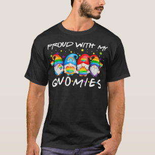 Proud With My Gnomies Heart Rainbow LGBT Gay Lesbi T-Shirt