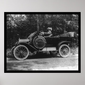 Proud Woman Behind the Wheel of her Car 1914 Poster