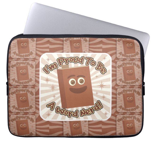 Proud Word Nerd Pattern Slogan Fun Art Laptop Sleeve (Front)