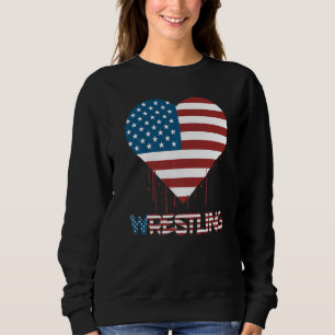 Proud Wrestling Us Flag American Pride Patriotic W Sweatshirt