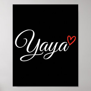 Proud Yaya Greek Grandmother Red Heart Poster