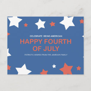 Proudly American, Joyfully Free 4th of July Holiday Postcard