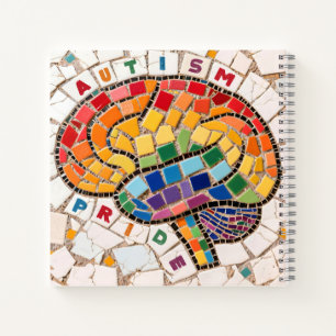 Proudly Autistic Embroidered Rainbow Brain Design  Notebook