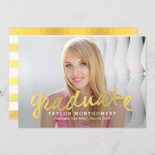 Proudly Brushed Graduation Announcement - Gold