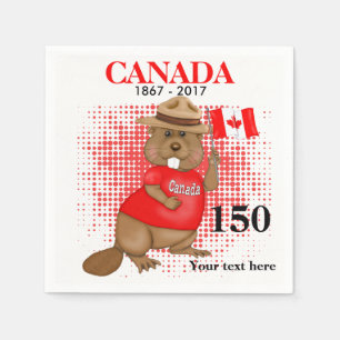 Proudly Canadian Beaver 150 Anniversary Napkin