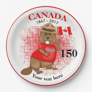 Proudly Canadian Beaver 150 Anniversary Paper Plate