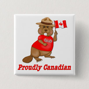Proudly Canadian Beaver 15 Cm Square Badge