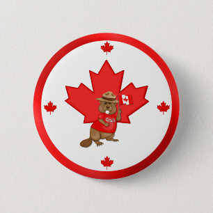 Proudly Canadian Beaver 6 Cm Round Badge