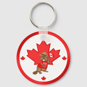 Proudly Canadian Beaver Key Ring
