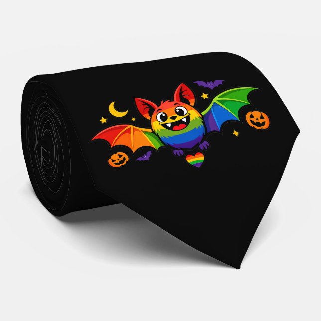 🦇🌈  Proudly Fangtastic Bat Tie (Rolled)