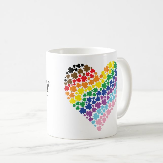 Proudly Irish Rainbow Shamrock Heart Coffee Mug (Front Right)