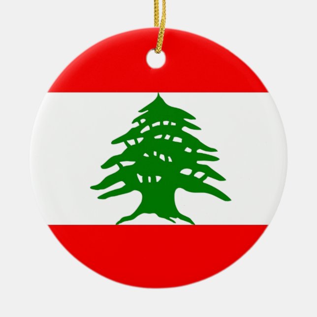 Proudly Lebanese - Proud To Be Lebanese - Lebanon Ceramic Tree Decoration (Front)