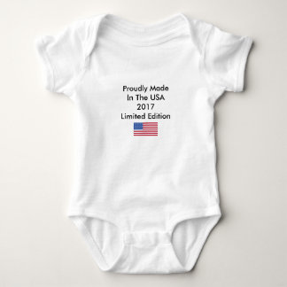 Proudly Made In The USA 2017 Change Birth Year Baby Bodysuit