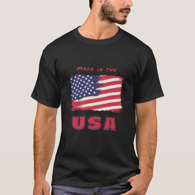 Proudly Made in the USA" Patriotic Tee Shirt (Front)