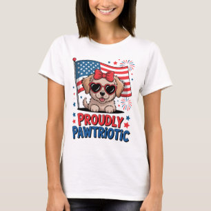 Proudly Pawtriotic Dog 4th of July Patriotic Puppy T-Shirt