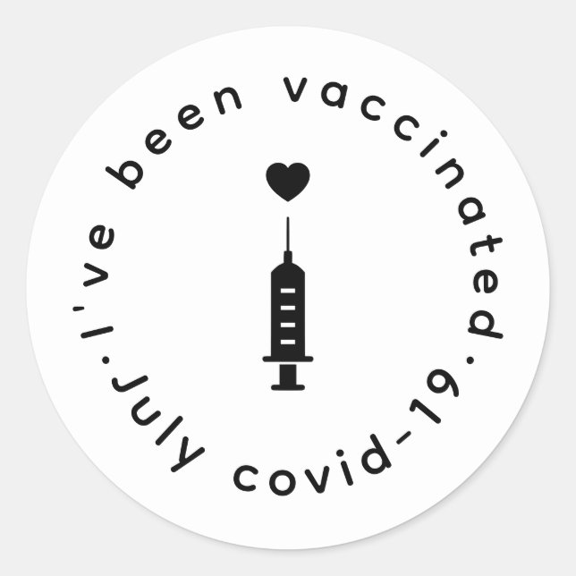 Proudly Vaccinated Heart Needle Design Classic Round Sticker (Front)