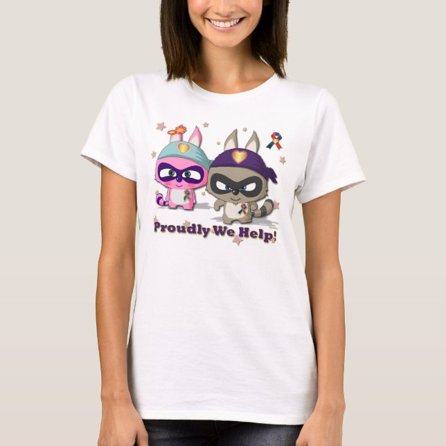Proudly We Help Tee Cute Cartoon Character T-shirt (Front)