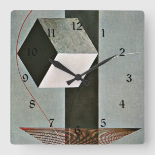 Proun 99, abstract artwork by El Lissitzky Square Wall Clock