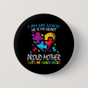Pround Autism Mum Heart Mother Puzzle Piece Autism 6 Cm Round Badge
