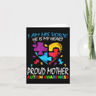 Pround Autism Mum Heart Mother Puzzle Piece Autism Card