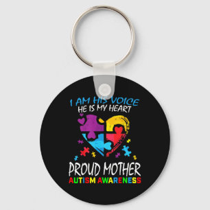 Pround Autism Mum Heart Mother Puzzle Piece Autism Key Ring