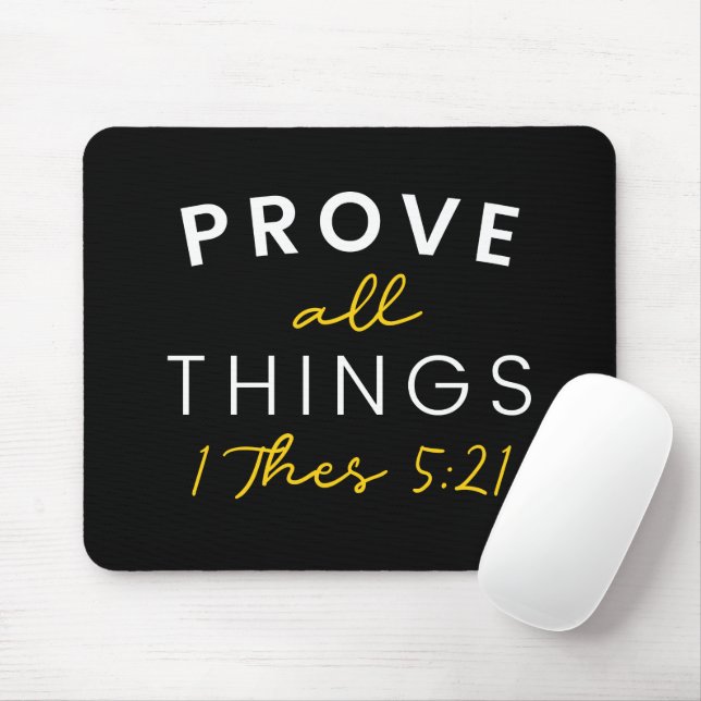 Prove All Things Bible Quote Yellow Typography Mouse Pad (With Mouse)