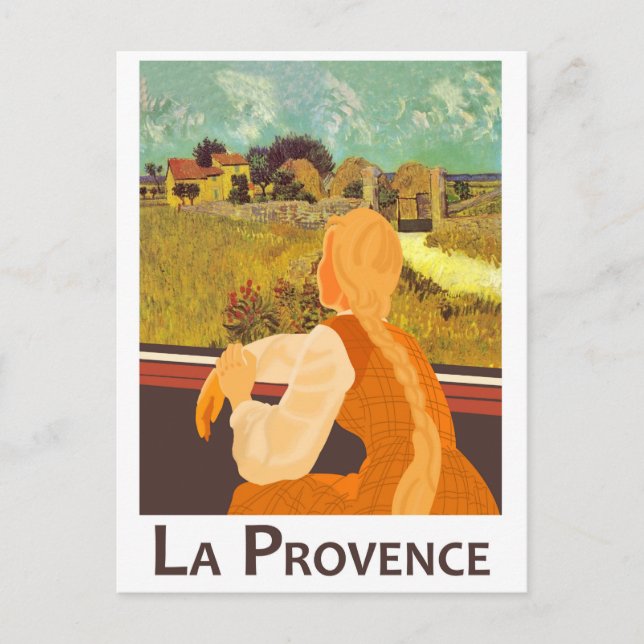 Provence Countryside through the Window Train Postcard (Front)