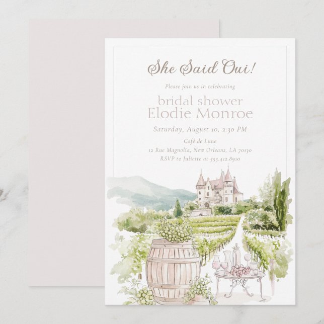 Provence Elegant Chateau French Country Bridal Invitation (Front/Back)