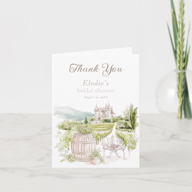 Provence Elegant Chateau French Country Bridal  Thank You Card (Front)