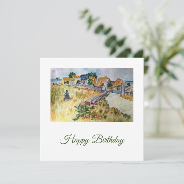 Provence Farmhouse Style of Van Gogh Birthday Card (Standing Front)