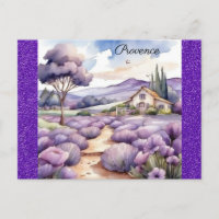 Provence France French Lavender Field Watercolor