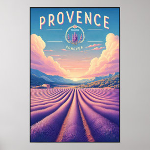 Provence France - Lavender Fields Vintage Travel Poster