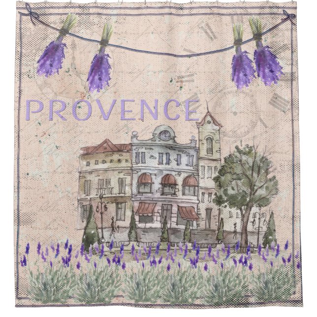 Provence France Lavender Flower Summer Love Shower Curtain (Front)