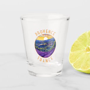 Provence France Lavender Retro Distressed Circle Shot Glass