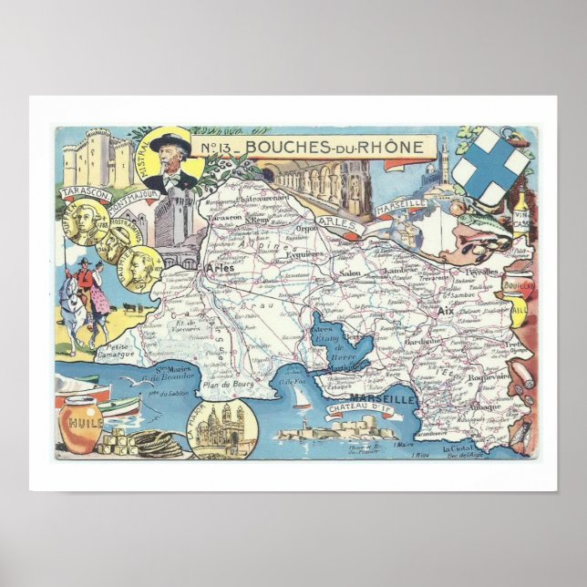 Provence France Vintage Map Print (Front)