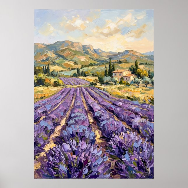 Provence Lavender Field Landscape Art Print | Fren (Front)