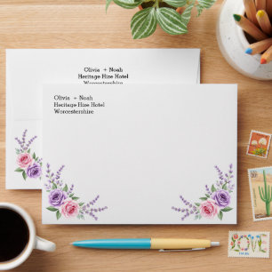 provence lavender Purple Floral Corner Envelope