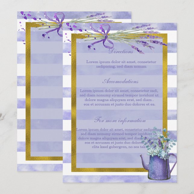 Provence Lavender Purple Flower Floral Wedding Invitation (Front/Back)