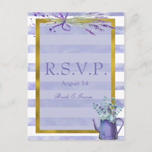 Provence Lavender Purple Flower Wedding RSVP Invitation Postcard