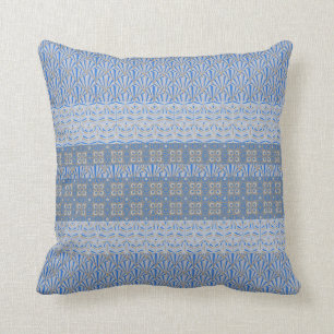 Provence Mixed Patterns Blue and Taupe Cushion