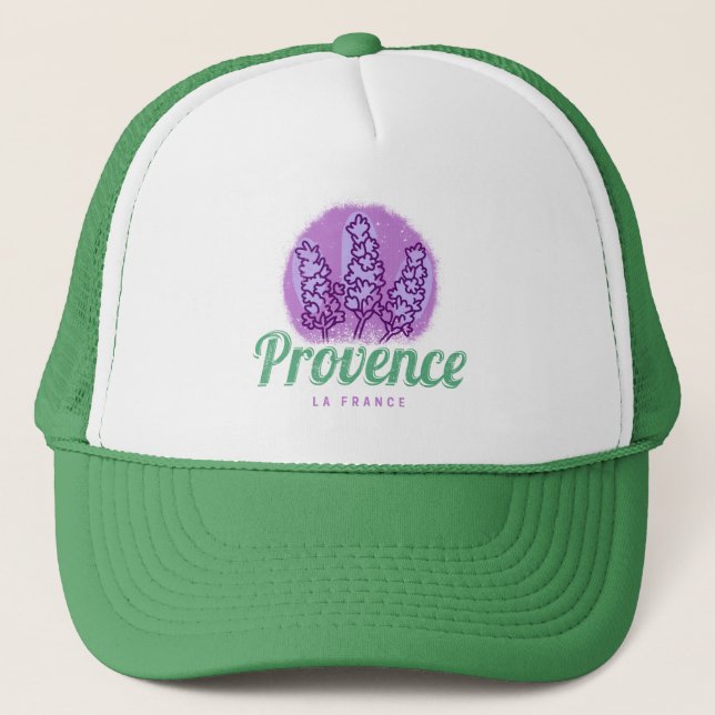 Provence Retro Lavender French Riviera France Trucker Hat (Front)