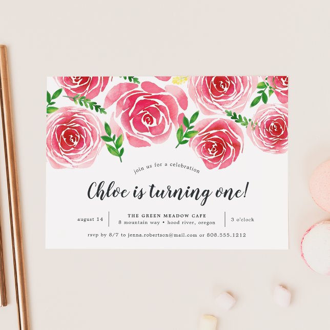 Provence Rose | First Birthday Party Invitation (Creator Uploaded)