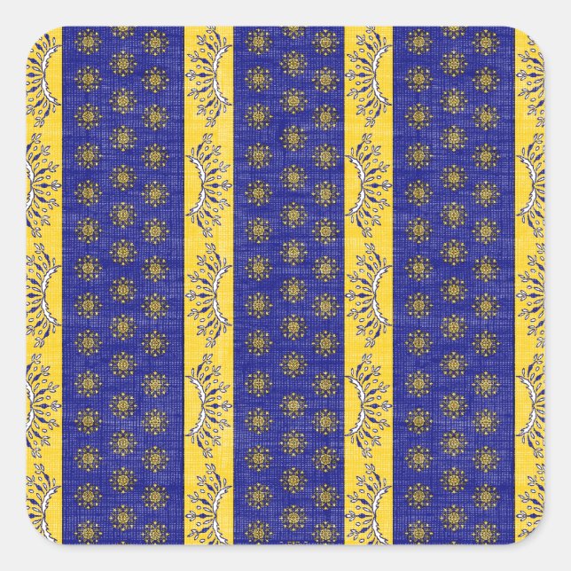 Provence South of France French Blue/Gold Pattern Square Sticker (Front)