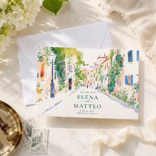 Provence Village Watercolor Save the Date