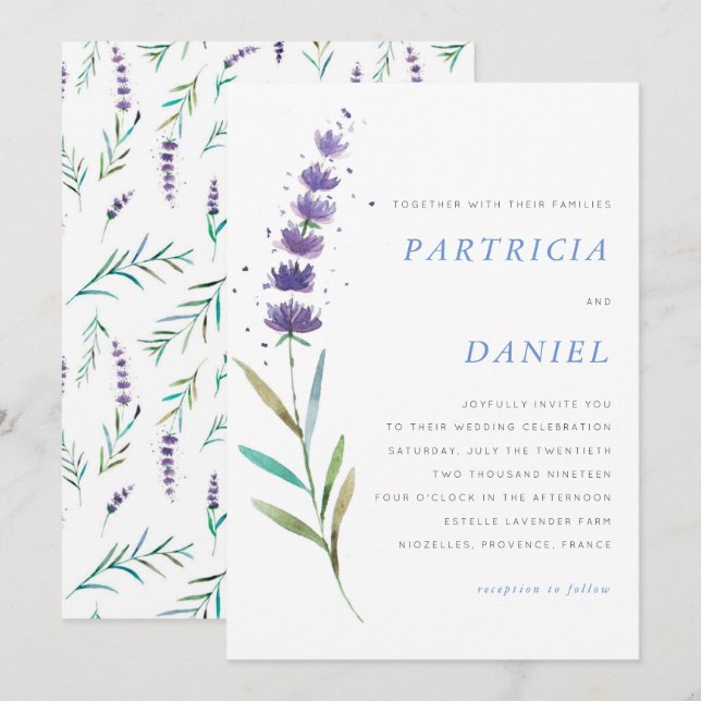 Provencial Summer Wedding Invitation (Front/Back)