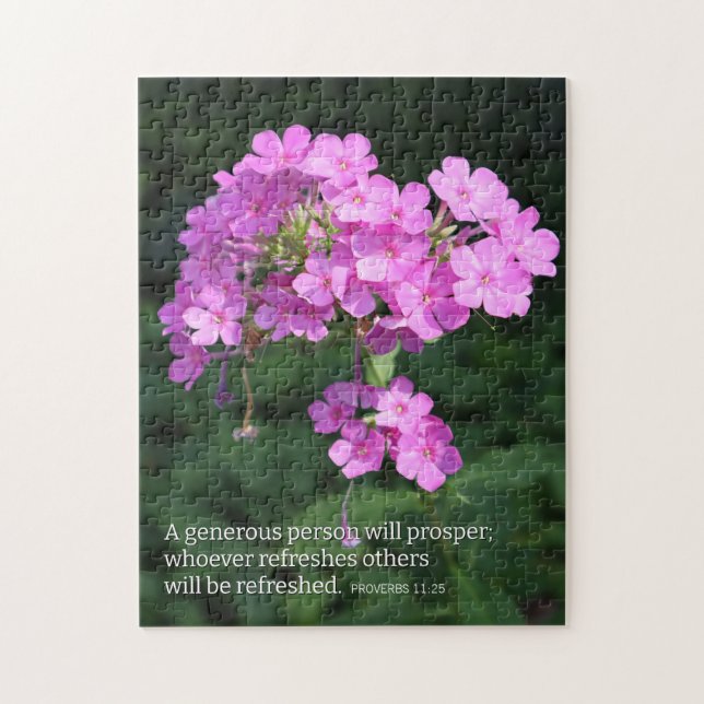 Proverbs 11:25 Pink Phlox Christian Jigsaw Puzzle (Vertical)